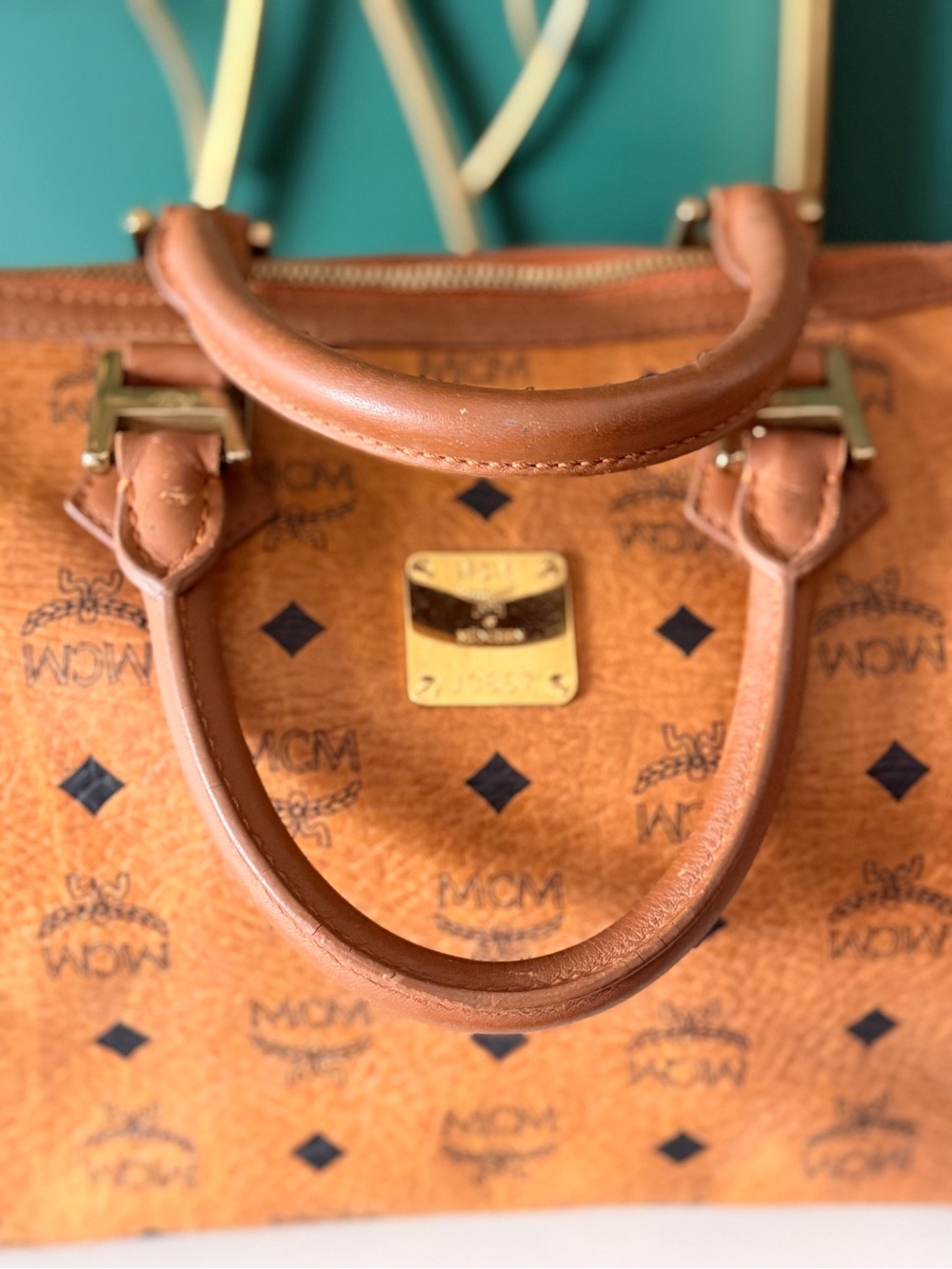 MCM Cognac Visetos Boston Satchel - Cognac Leather - Picture 6 of 12